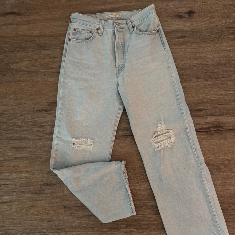 Light Wash Distressed Denim Jeans